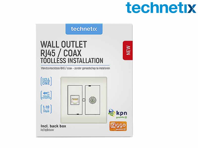 Combi-wandcontactdoos coax + internet (Shopverpakking) Combi-wandcontactdoos coax + internet (Shopverpakking)