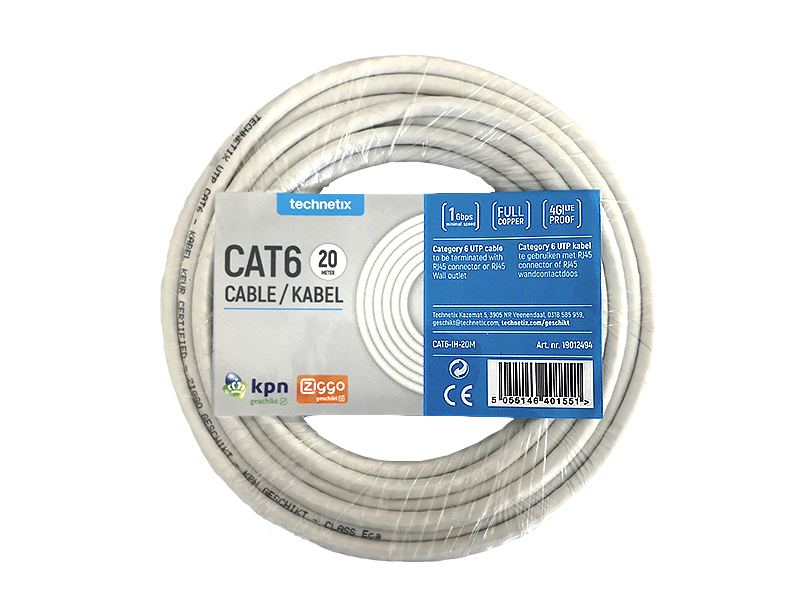 Netwerkkabel CAT6, 20 meter wit