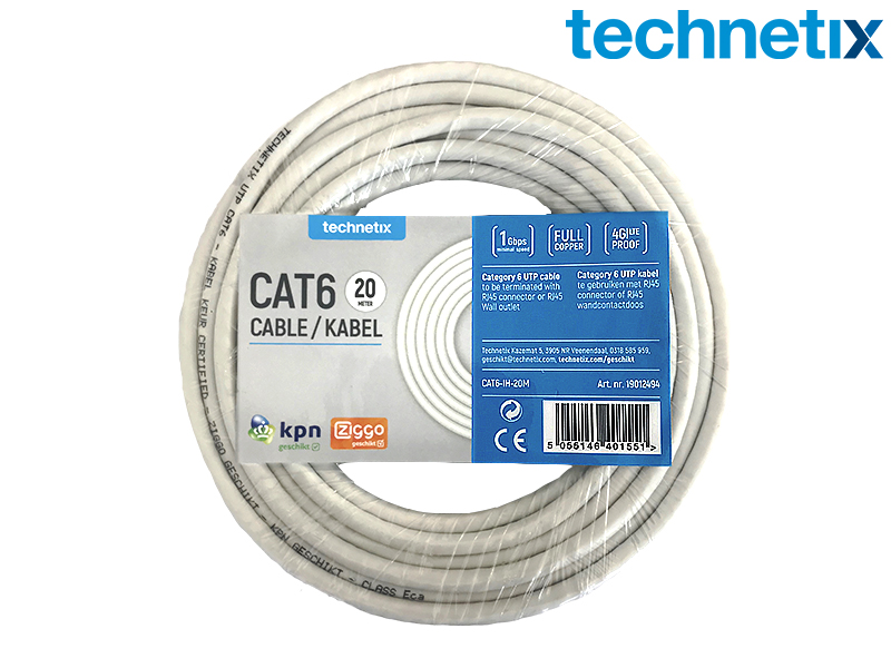 Netwerkkabel CAT6, 20 meter wit