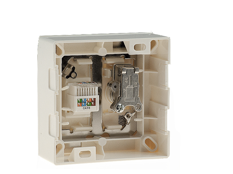 Combi-wandcontactdoos coax + internet (Shopverpakking) Combi-wandcontactdoos coax + internet (Shopverpakking)