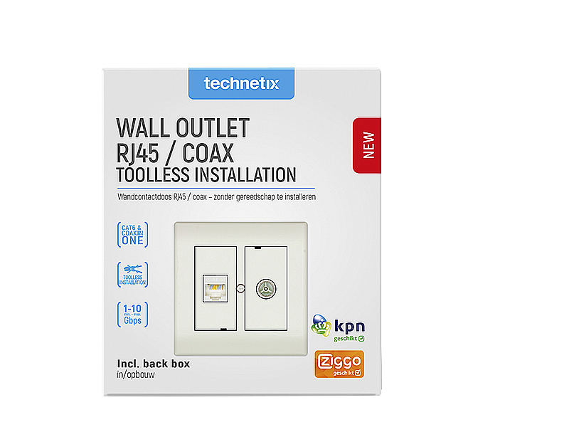 Combi-wandcontactdoos coax + internet (Shopverpakking) Combi-wandcontactdoos coax + internet (Shopverpakking)