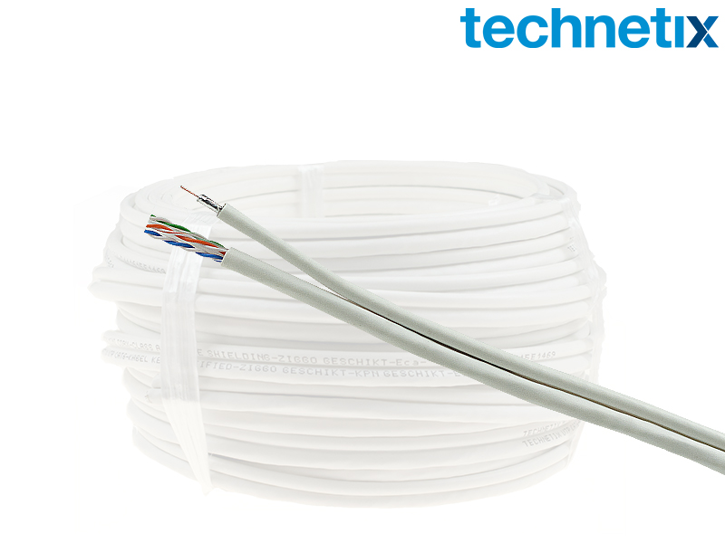 Internet+televisie combikabel, 20 meter wit Internet+televisie combikabel, 20 meter wit